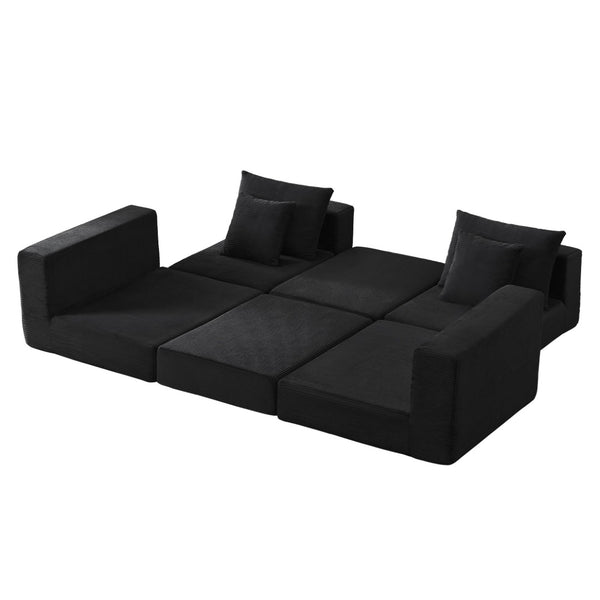 English Elm Modular Cloud Sectional Corduroy Sofa Deep Seat Comfort for Flexible Living Spaces Black W3396P435275