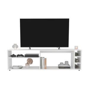 English Elm Suxta 63" Wide TV Stand for up to 65" TVs with Bottle Cubbies, Open Shelves, Cable Management, White B200P286982