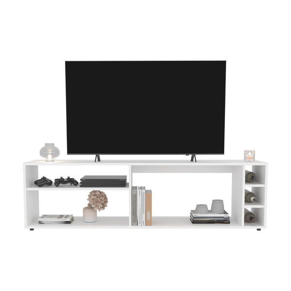 English Elm Suxta 63" Wide TV Stand for up to 65" TVs with Bottle Cubbies, Open Shelves, Cable Management, White B200P286982