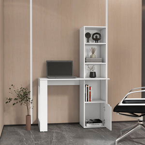 English Elm White Transitional Kitchen Island with 3 Shelves, Black Wengue & Light Oak Finish, Prep Space & Storage B062111728
