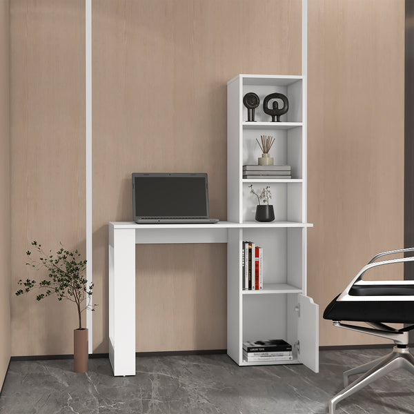 English Elm White Transitional Kitchen Island with 3 Shelves, Black Wengue & Light Oak Finish, Prep Space & Storage B062111728