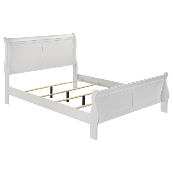 English Elm Mckee White Queen Sleigh Bed with Curved Legs and Low Profile Footboard for Cottage Rooms B062S01743