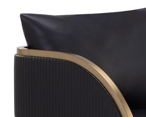 Sunpan BAZ Barstool - Napa Black Faux Leather with Gold Accents for Modern Glam Design & Comfort 111241