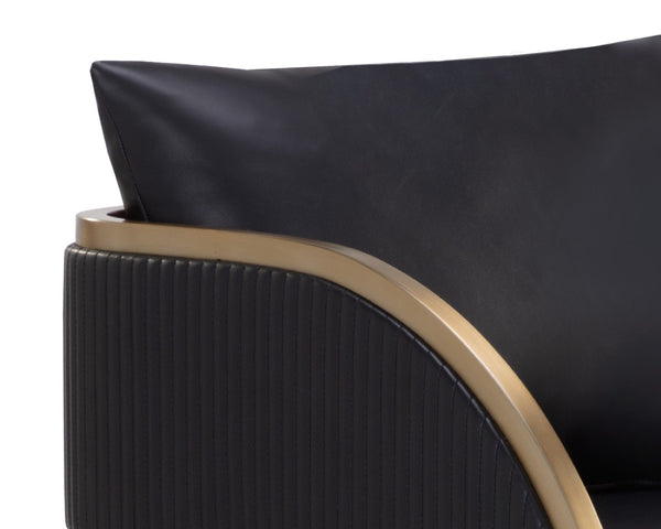 Sunpan BAZ Barstool - Napa Black Faux Leather with Gold Accents for Modern Glam Design & Comfort 111241