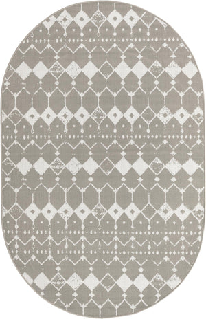 Unique Loom Outdoor Trellis Cardak Machine Made Geometric Rug Gray, Ivory 5' 3" x 8' 0"