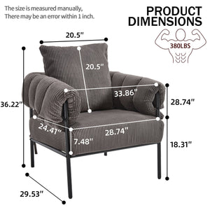 English Elm TS Modern decorative chair with plush teddy fleece upholstery and gold metal legs for luxe comfort and style DARK GREY W2311P308069