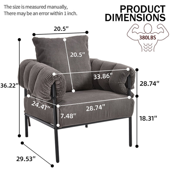 English Elm TS Modern decorative chair with plush teddy fleece upholstery and gold metal legs for luxe comfort and style DARK GREY W2311P308069