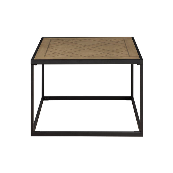 English Elm Walker Edison - Contemporary Parquet-Top Square Coffee Table with Metal Open-Box Frame, Warp-Resistant MDF, Sleek Design Brown 28 L x 28 W x 4 H B185P168862