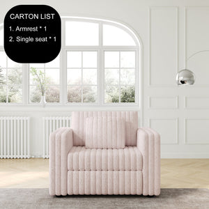 English Elm 44.9" Plush Modular Sofa Single — Removable Zipper Cushions for Easy Washing, Stylish Light Pink Comfort W1767S00014