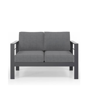 English Elm 50" Cast Aluminum Outdoor Loveseat with Uv Resistant Olefin Cushions for Patio Decks Gray+Gray B082P454977