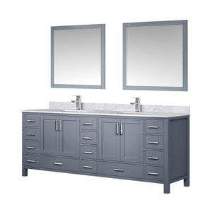 English Elm Dark Grey Double Bath Vanity Set With Carrara Marble Top, Chrome Faucet, And Elegant 34" Mirrors B2731S01063