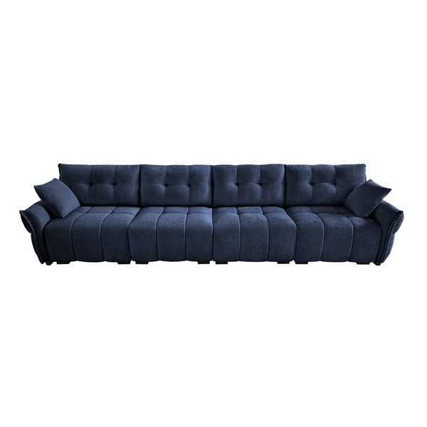 English Elm Modern Luxurious 4-Seater Sofa with Solid Wood Frame, Plush Chenille Upholstery, Durable High-Resilience Cushions for Living Room Comfort and Stylish Lounges Blue W714S01152