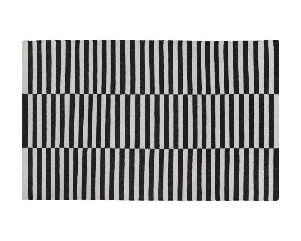 Sunpan Zigby Hand-Woven Rug - Sustainable Black and Ivory Design Perfect for Mid-Century Modern Spaces 6' X 9'