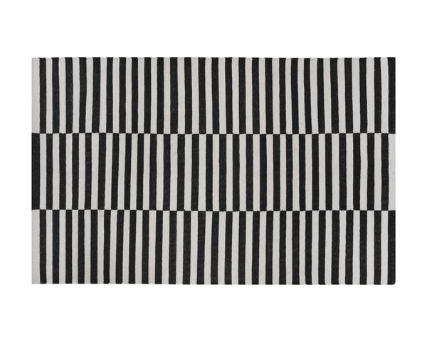 Sunpan Zigby Hand-Woven Rug - Sustainable Black and Ivory Design Perfect for Mid-Century Modern Spaces 6' X 9'