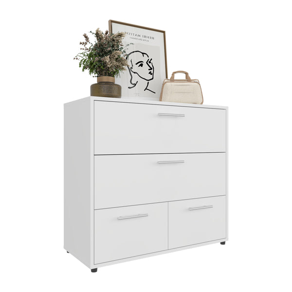 English Elm Dresser, 4-Drawer White Engineered Wood with Sturdy Legs, Modern Compact Design, Eco-Certified Safety B097P369418
