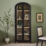 Chantelle Modern Arched Bookcase with Glass Doors Black WECHA41OS3BL0 Walker Edison