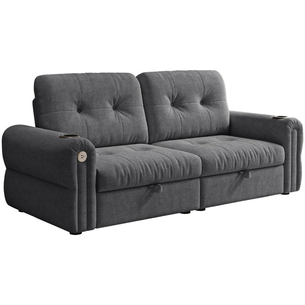 English Elm It Chenille Convertible Loveseat Sleeper with Steel Frame for Compact Living Spaces W3820S00034