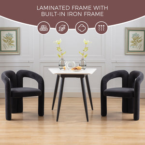 English Elm Contemporary Velvet Upholstered Dining Chair with Steel Frame, Rounded Back Comfort for Home Black W395103721