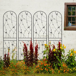 English Elm 4 Pack Powder-coated Metal Garden Trellis Panels Rustproof Climbing Plant Support Outdoor W1586P268062