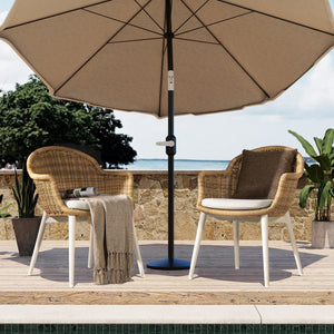 English Elm Jennifer Taylor Home - Santorini Wicker Back Outdoor Dining Chairs Set Of 2 - Weather-Resistant Wheat Beige Comfort B2719P308011