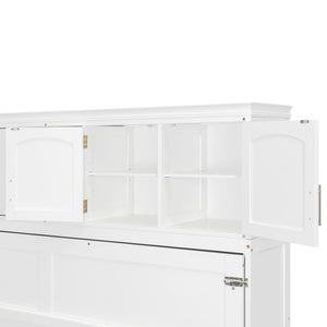 English Elm Queen Murphy Wall Bed with Storage Cabinets and Wine Rack for Small Space Living White LP000879AAK-1