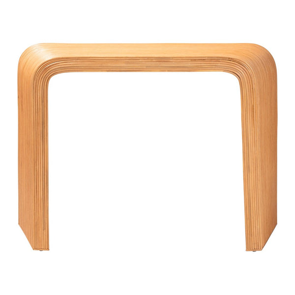 English Elm Bohemian Hand-braided Rattan Side Table with Open Shelf for Warm Organic Interiors B2750P467828