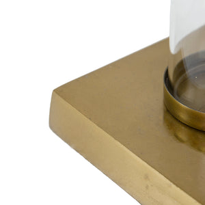 English Elm 16x16x24" Gold and White Table Lamp with Glass Cylinder, Pedestal Base & White Drum Shade — Elegant Bedside Accent ламп W2078P399251