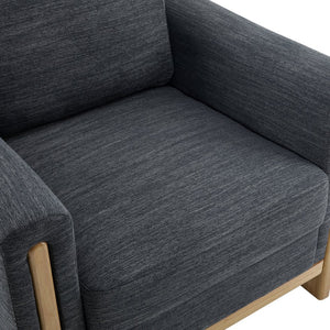 English Elm Christopher Knight Home® - Harmonia Fabric Upholstered Armchair with Rubber Wood Frame, Pillow Back, Square Arms for Cozy Lounging Charcoal,Natural 32.25 L x 30.5 W x 25.75 H N776P248436L