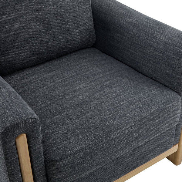 English Elm Christopher Knight Home® - Harmonia Fabric Upholstered Armchair with Rubber Wood Frame, Pillow Back, Square Arms for Cozy Lounging Charcoal,Natural 32.25 L x 30.5 W x 25.75 H N776P248436L