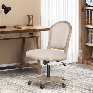 English Elm Christopher Knight Home® - SWIVEL&LIFT Office Chair Beige+Natural — French Country Fabric Swivel, Adjustable Height, Casters 71887.00BGE