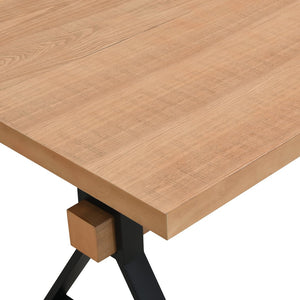 English Elm Christopher Knight Home® - X-shaped farmhouse dining table with thick 63" top, X-legs & powder-coated steel frame for six guests Natural N771P256935Q