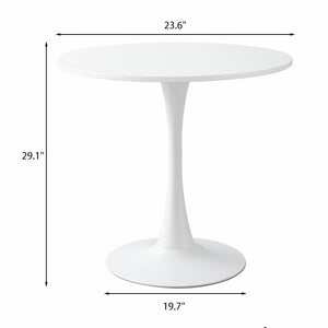 English Elm White Modern Round Table with MDF Top & Steel Tulip Base — Durable, Easy-Clean 24" Dining Table for Small Spaces (Prime) W2641P192316