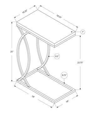 English Elm Accent C-Shaped Side Table with Glossy Laminate Top and Chrome Frame — Versatile Snack & End Surface Grey 26 L x 13 W x 6 H B2710P219215