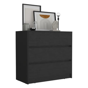 English Elm Dresser with 3 Smooth-Glide Drawers and Spacious Top Surface for Organized, Stylish Bedroom Storage Black 38.58 L x 22.04 W x 6.69 H B097133129