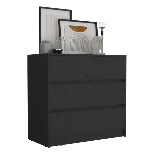English Elm Dresser with 3 Smooth-Glide Drawers and Spacious Top Surface for Organized, Stylish Bedroom Storage Black 38.58 L x 22.04 W x 6.69 H B097133129