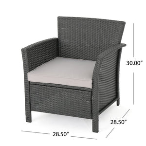 English Elm Christopher Knight Home® - ST LUCIA CHAIR Stylish PE Rattan Patio Seat with Iron Frame, Waterproof Fabric, Compact 28.25x25.5x17 Grey 54676.00GRY