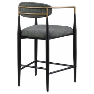 English Elm Renfroe Mid-Century Upholstered Counter Stool Set of 2 with Padded Seat, Open Back & Footrest DARK GREY B062P299973