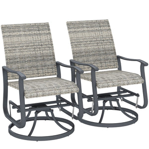 English Elm Outsunny Pe Wicker Swivel Glider Patio Chairs Set of 2 with High Back Steel Frame W2225P485597