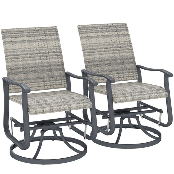 English Elm Outsunny Pe Wicker Swivel Glider Patio Chairs Set of 2 with High Back Steel Frame W2225P485597