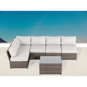 English Elm 4-Person Wicker Seating Set – Fully Assembled With Plush Cushions & Glass Coffee Table For Outdoor Bliss B120S00214