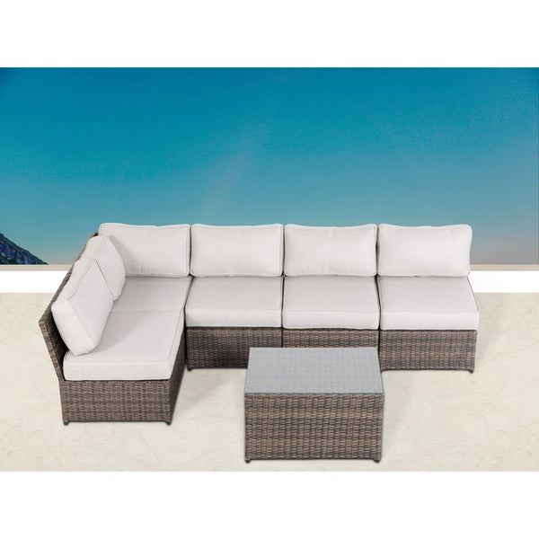 English Elm 4-Person Wicker Seating Set – Fully Assembled With Plush Cushions & Glass Coffee Table For Outdoor Bliss B120S00214