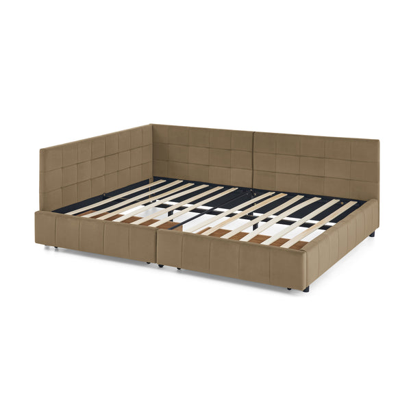 English Elm Full Size Upholstered Tufted Bed Frame - Stylish Sofa Bed With Storage, Brown Velvet Elegance W487S00307