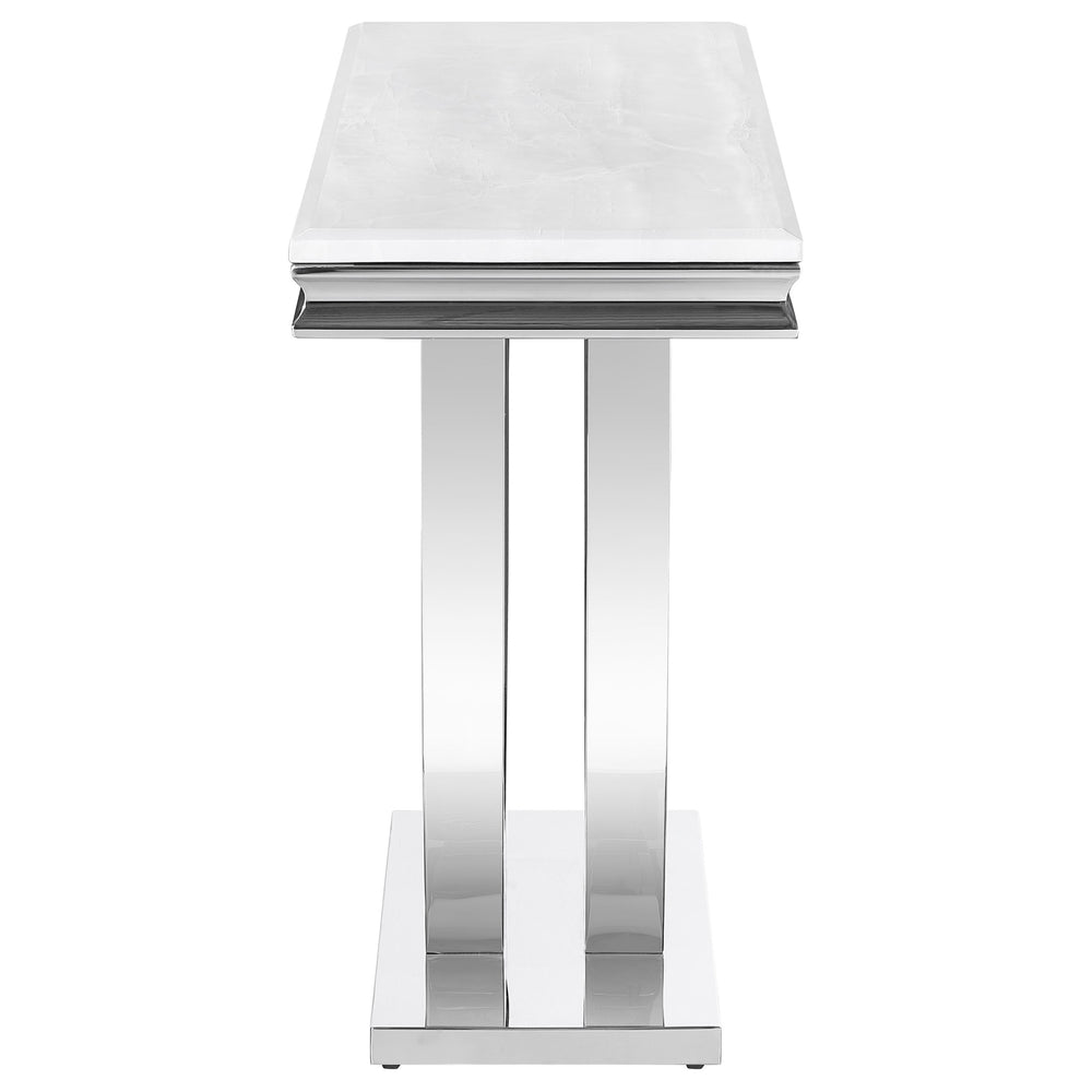 English Elm Durante U-Shaped Chrome Base Sofa Table With Faux Marble Top - Modern Entryway And Living Room Accent B062S00725