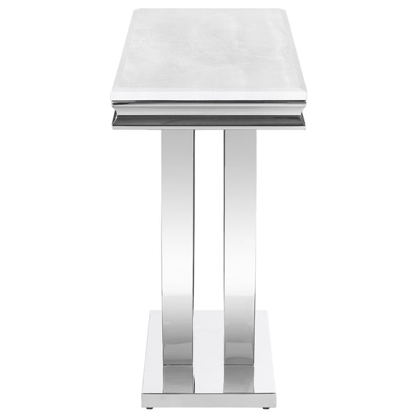 English Elm Durante U-Shaped Chrome Base Sofa Table With Faux Marble Top - Modern Entryway And Living Room Accent B062S00725