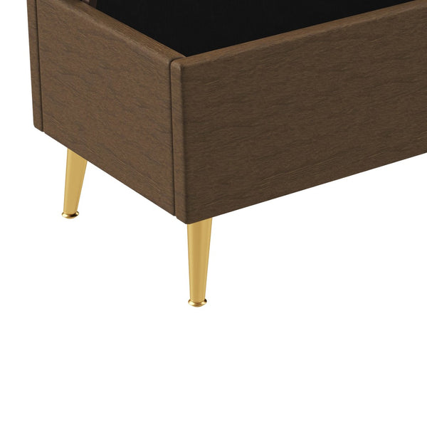 English Elm Modern Boucle Tufted Storage Ottoman Bench with Gold Legs for Bedroom or Entryway Coffee N719P305620D
