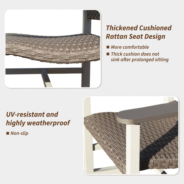 English Elm Outdoor Rocking Chairs Set of 2 HDPE Patio Oversized Rockers for Adults, Weatherproof, Ergonomic Comfort White+gray W1859P360083