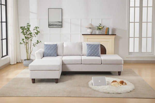 English Elm Hidden Compartment Modular Sectional with Pull Out Drawer and Coordinated Accent Pillows Beige B2730S00064