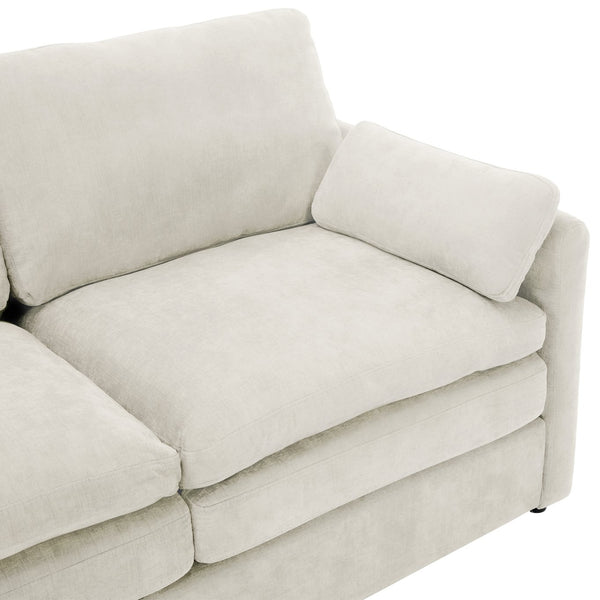 English Elm Cozy Upholstered Sofa Set - Oversized Chenille Cloud Couch With Double Cushion & Ergonomic Arms N719S001921A