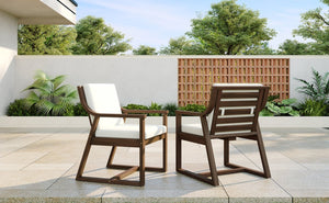 English Elm Trexm Acacia Wood Outdoor Dining Armchairs with Cushions for Patio Garden Mocha N715P404282P