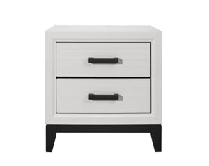 English Elm MIRAGE White Nightstand with 2 Drawers, Rubberwood Build, Smooth Kennin Center Glide & Black Hardware B201P226182